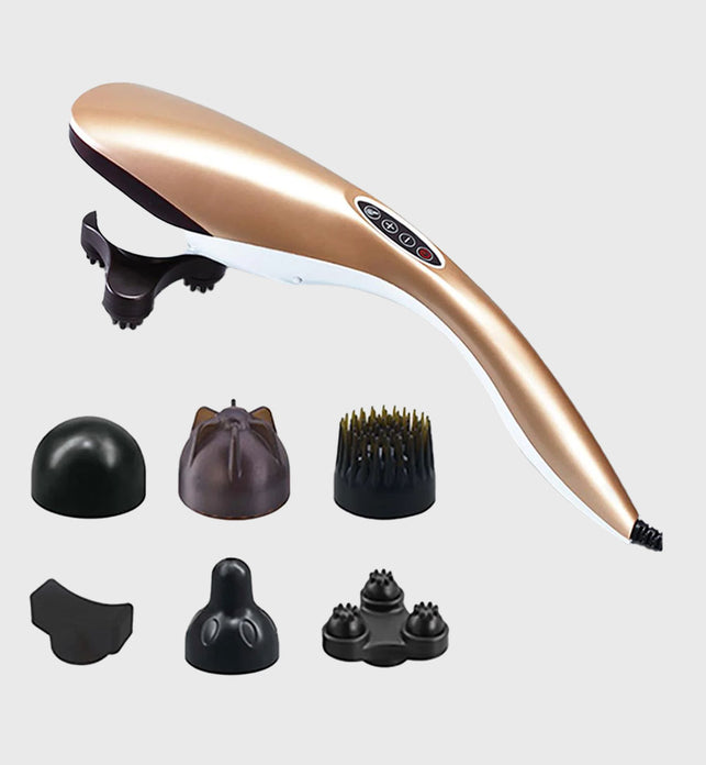 6 Heads Handheld Massager with Soothing Heat Gold