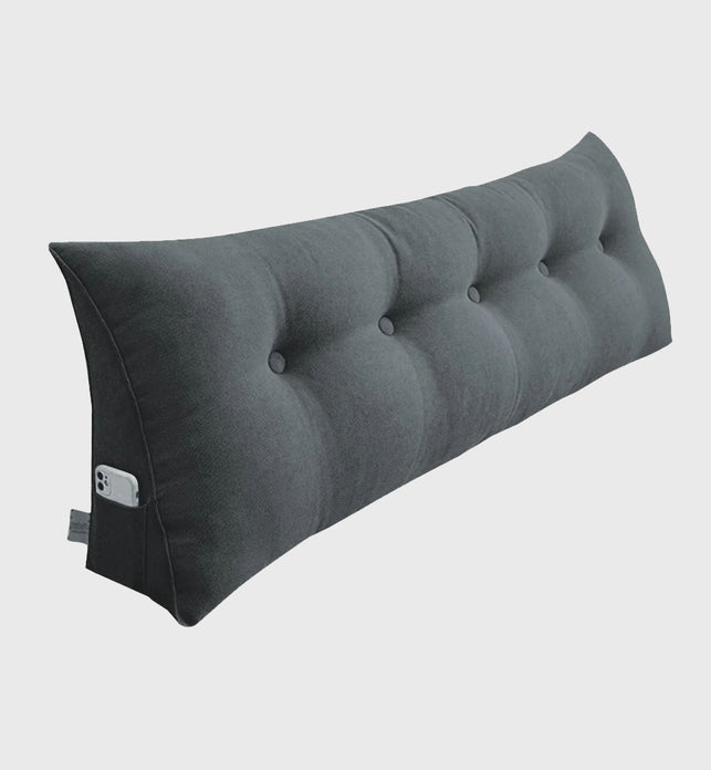 180cm Dark Grey Wedge Bed Cushion