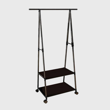 2-in-1 Organiser Clothes Shoe Rack Storage with Wheels Black