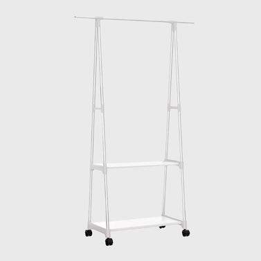 2-in-1 Organiser Clothes Shoe Rack with Wheels White