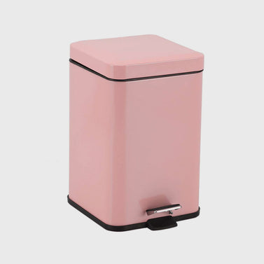 Foot Pedal Stainless Steel Trash Bin Square 6L Pink