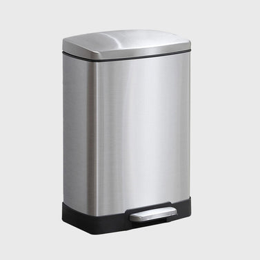 Rectangular 12L Stainless Steel Foot Pedal Recycling Bin for Garbage Silver