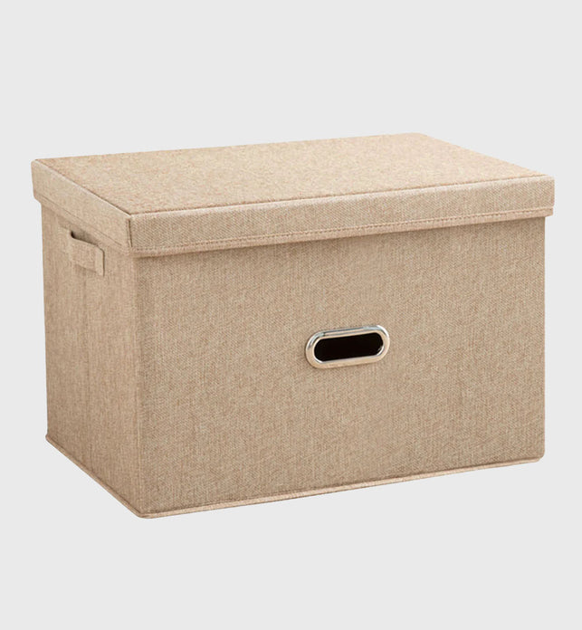 Beige Large Foldable Canvas Storage Box