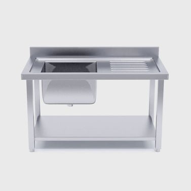 Commercial Stainless Steel Left Single Sink Work Bench 120*70*85cm