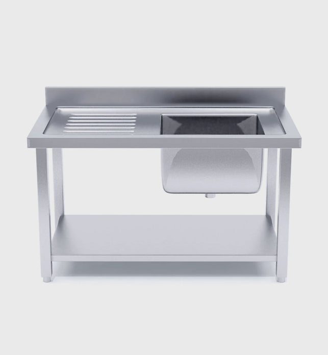 Commercial Stainless Steel Left Single Sink Work Bench 160*70*85cm