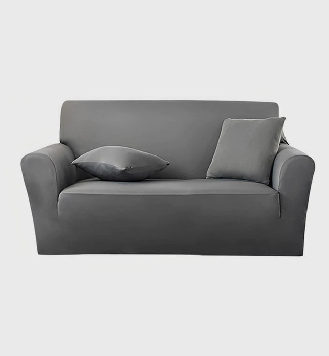 High Stretch 2-Seater Grey Sofa Slipcover