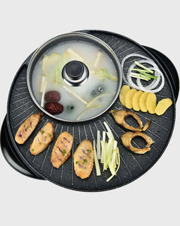 2 in 1 Electric Stone Coated Grill and Hotpot 3-5 Person