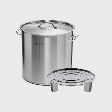 33L Stainless Steel Stock Pot with One Steamer Rack