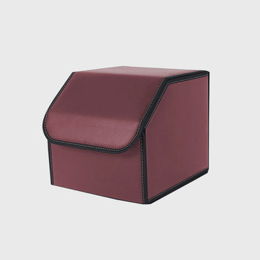 Leather Car Boot Foldable Trunk Cargo Organizer Box Red Small