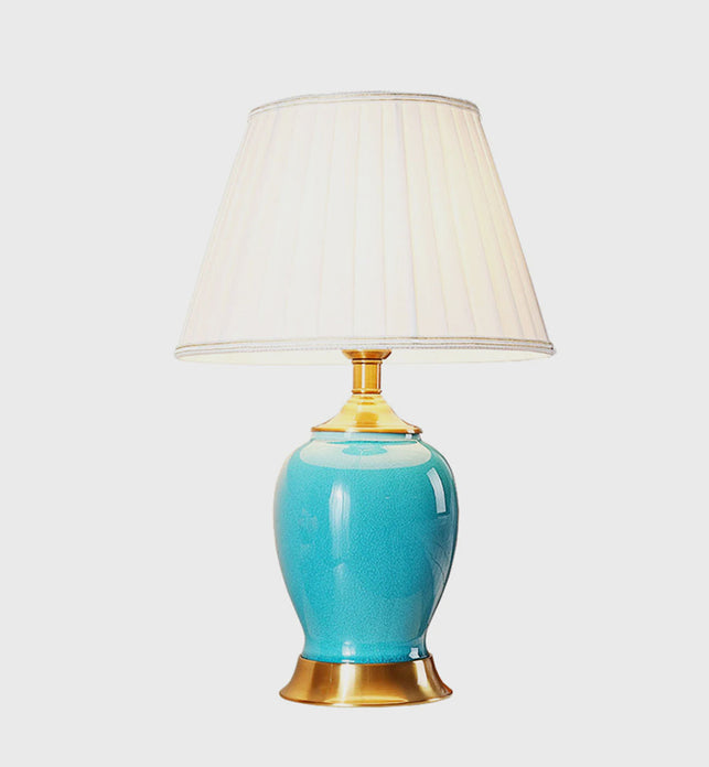 Ceramic Oval Table Lamp Blue