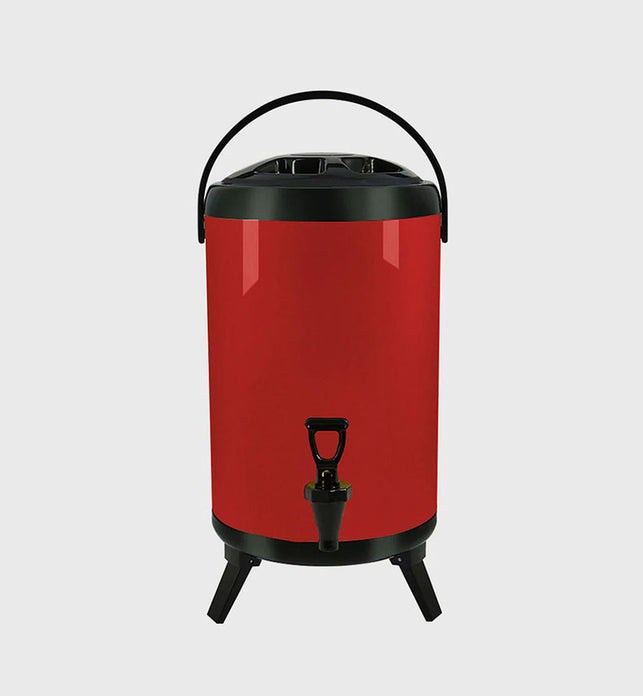 12L Stainless Steel Milk Tea Barrel with Faucet Red