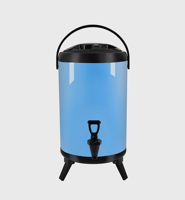 14L Stainless Steel Milk Tea Barrel with Faucet Blue