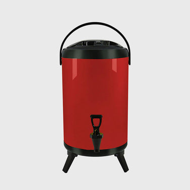 14L Stainless Steel Milk Tea Barrel with Faucet Red