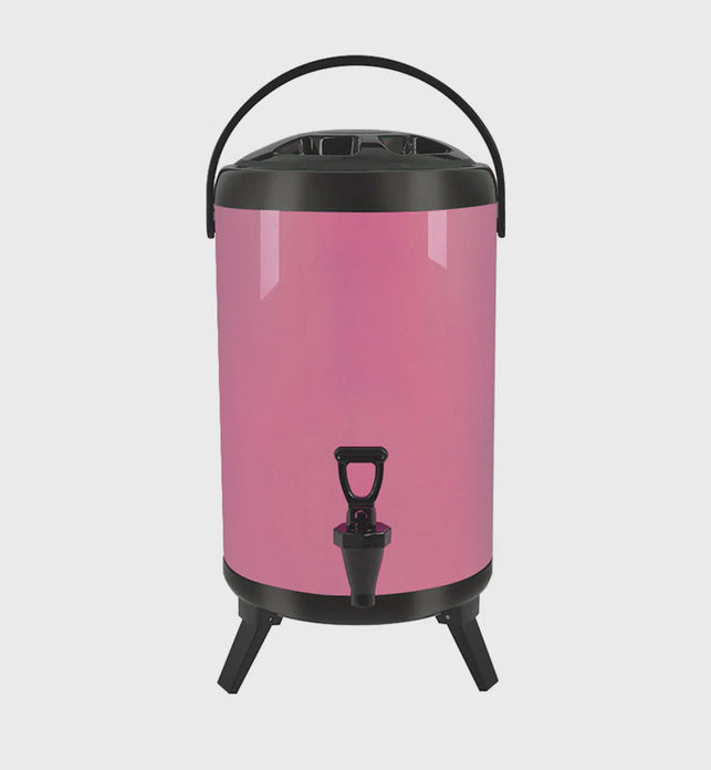 18L Stainless Steel Milk Tea Barrel with Faucet Pink