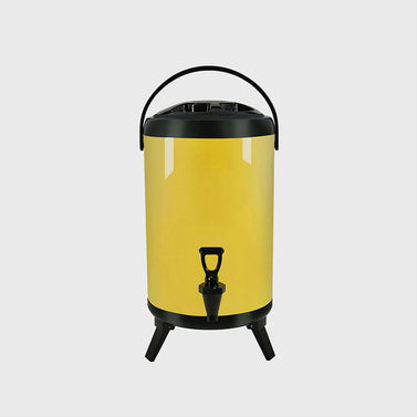 8L Stainless Steel Milk Tea Barrel with Faucet Yellow