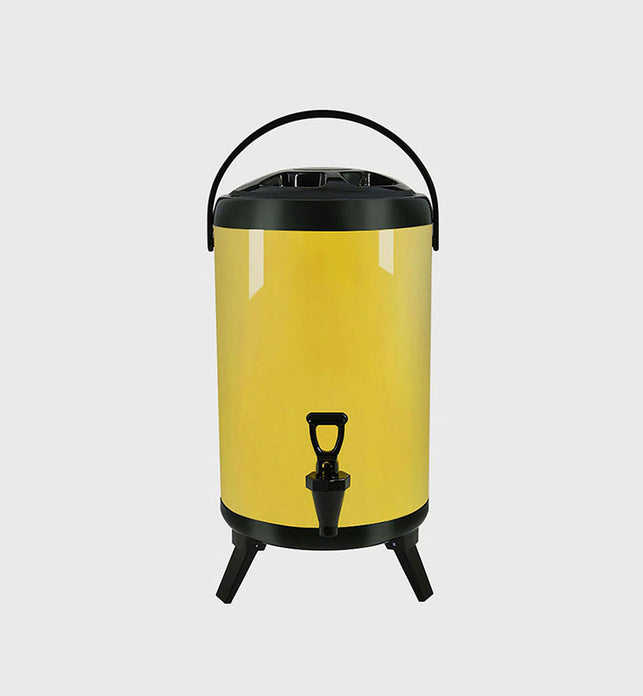 8L Stainless Steel Milk Tea Barrel with Faucet Yellow