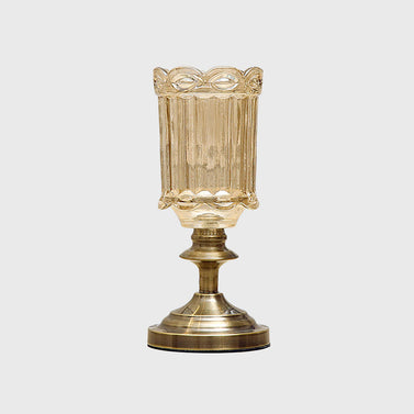 28cm Transparent Glass Vase with Metal Base