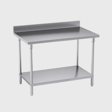 Commercial Kitchen Stainless Steel Bench Table with Back-splash 120*70*85cm