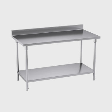 Commercial Kitchen Stainless Steel Bench Table with Back-splash 150*70*85cm