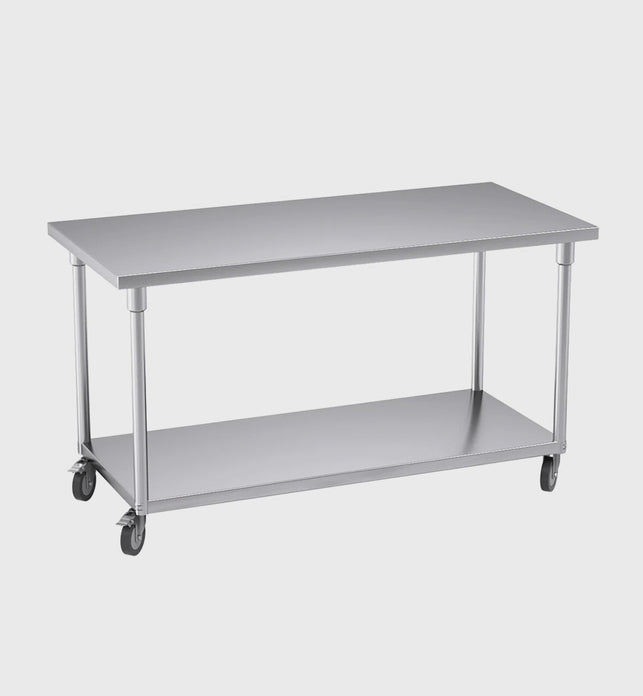 150cm Commercial Kitchen Stainless Steel Work Bench with Wheels
