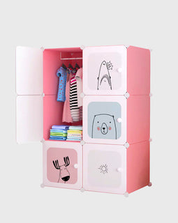 6 Cubes Pink Portable Wardrobe