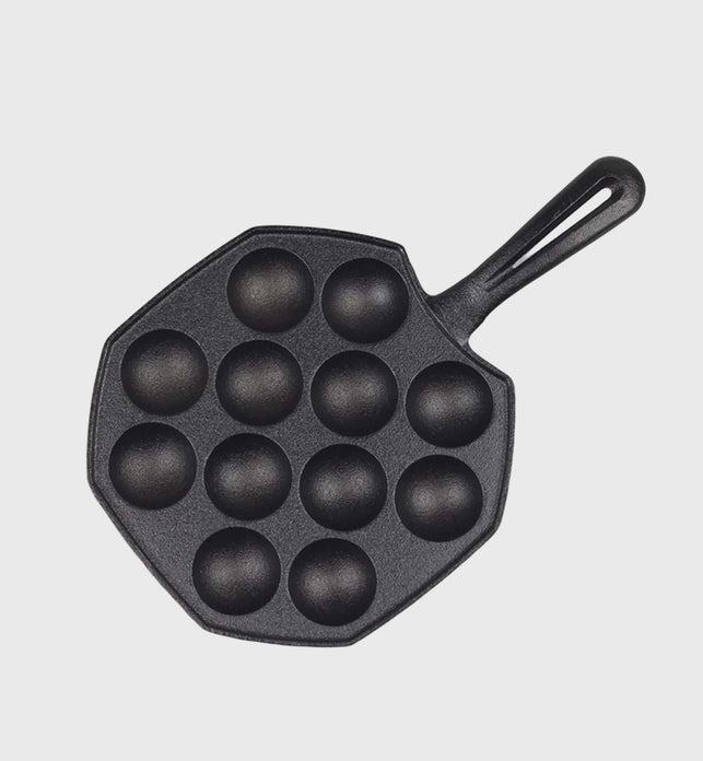 18CM Cast Iron Takoyaki Fry Pan with 12 Mold