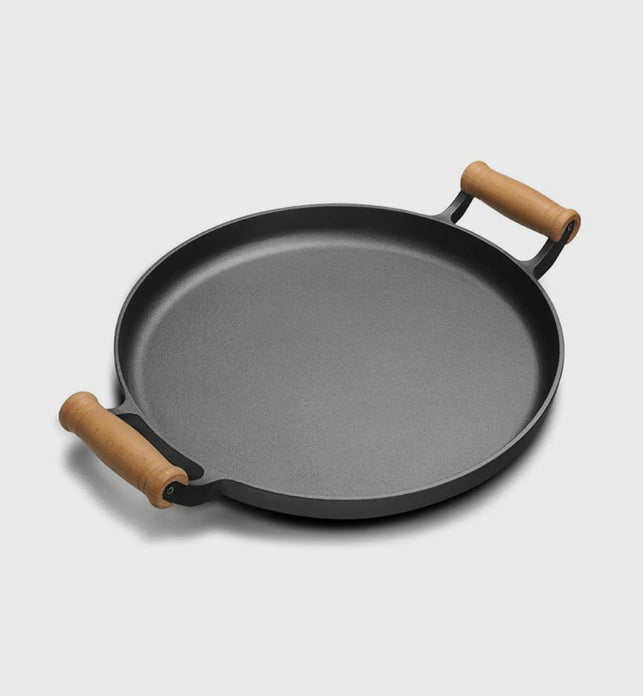 31cm Cast Iron Frying Pan With Wooden Handle