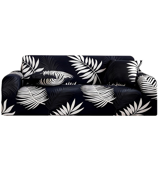 High Stretch 3-Seater Leaf Design Sofa Slipcover