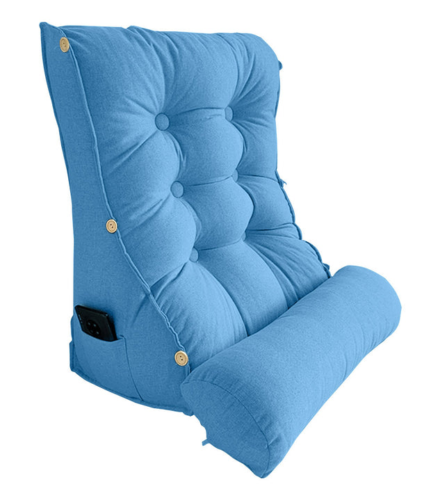 45cm Blue Wedge Lumbar Pillow