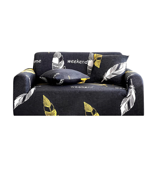 High Stretch 2-Seater Feather Print Sofa Slipcover