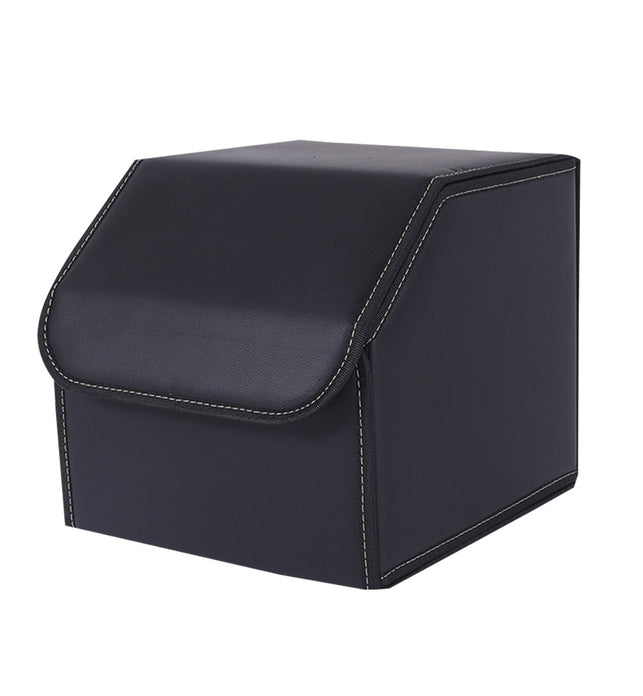 Leather Car Boot Foldable Trunk Cargo Organizer Box Black Small