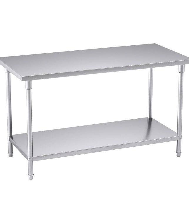 2-Tier Commercial Catering Stainless Steel Work Bench 150*70*85cm