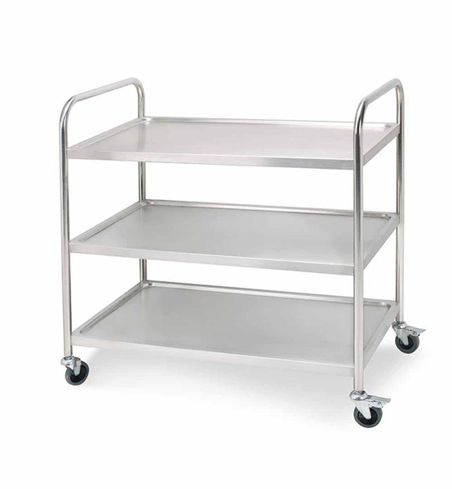 3 Tier Stainless Steel Utility Cart Round 81x46x85cm Small