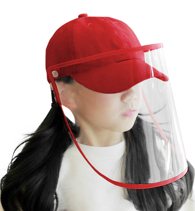 Outdoor Protective Hat Full Face HD Shield Cover Kids Red