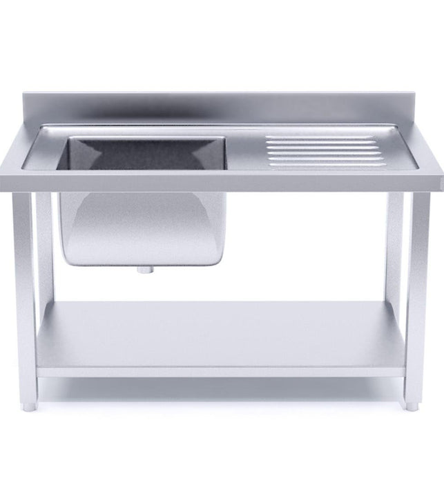Commercial Stainless Steel Left Single Sink Work Bench 160*70*85cm