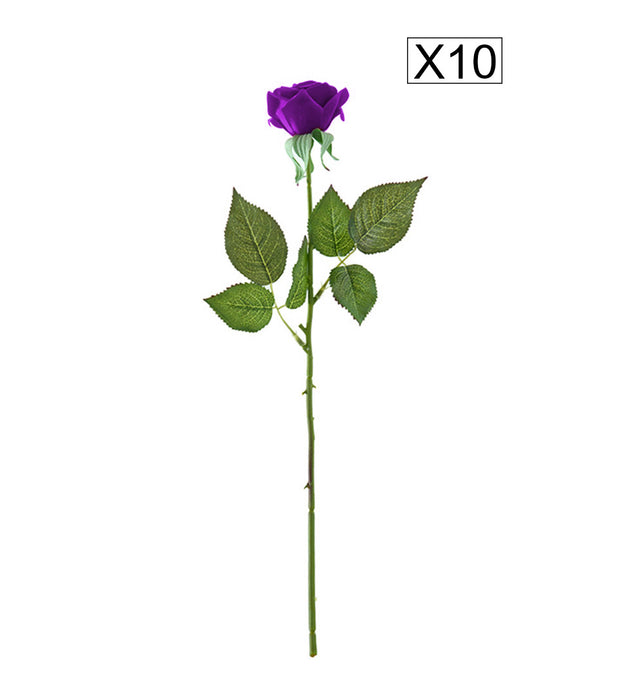 10pcs Artificial Silk Rose Purple