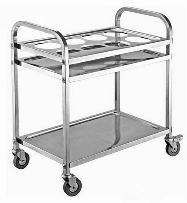 2 Tier Stainless Steel 8 Compartment Kitchen Trolley