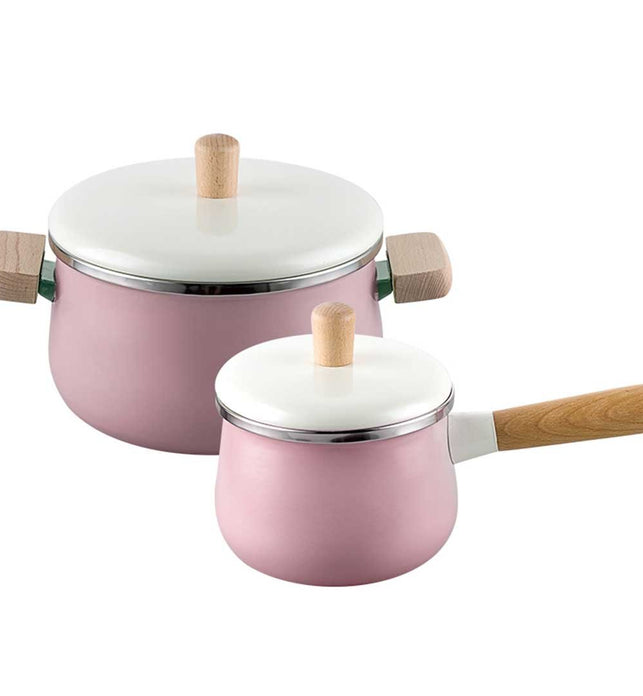 Pink Ceramic Saucepan Stockpot Set
