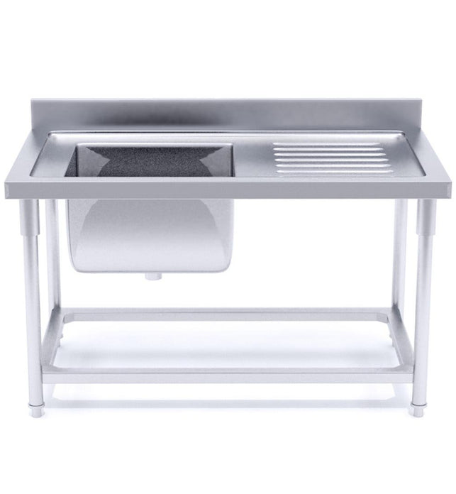 Commercial Stainless Steel Left Single Sink Work Bench 140*70*85cm