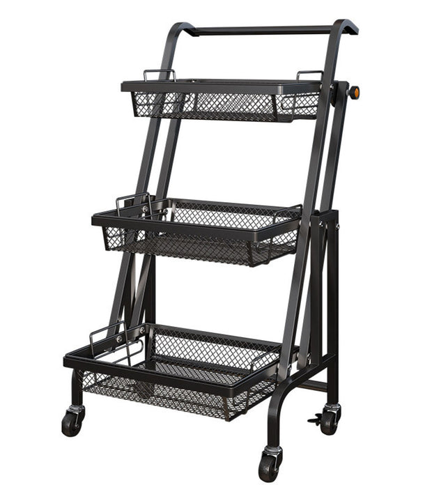 3 Tier Steel Black Adjustable Kitchen Cart