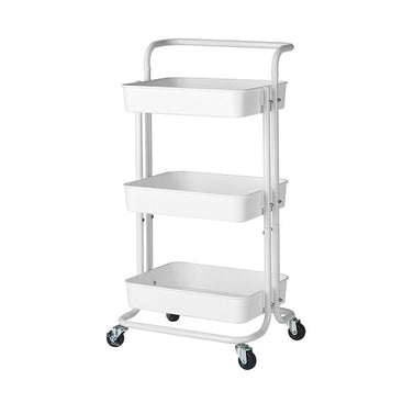 3 Tier Steel White Movable Kitchen Cart