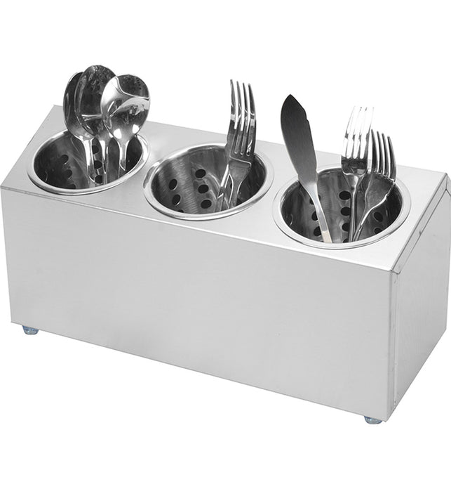 18/10 Stainless Steel Commercial Cutlery Holder with 3 Holes