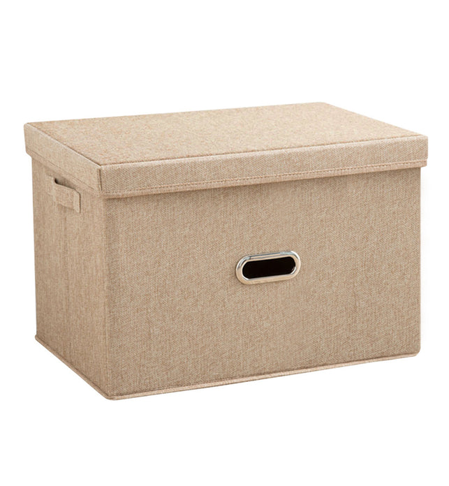 Beige Medium Foldable Canvas Storage Box