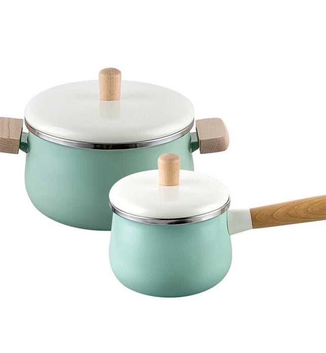 Blue Ceramic Saucepan Stockpot Set