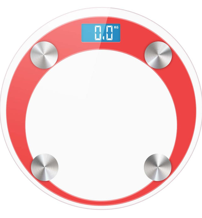 180kg Digital Glass LCD Scales Round Red