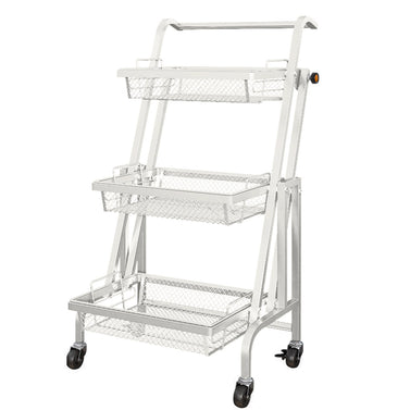 3 Tier Steel White Adjustable Kitchen Cart