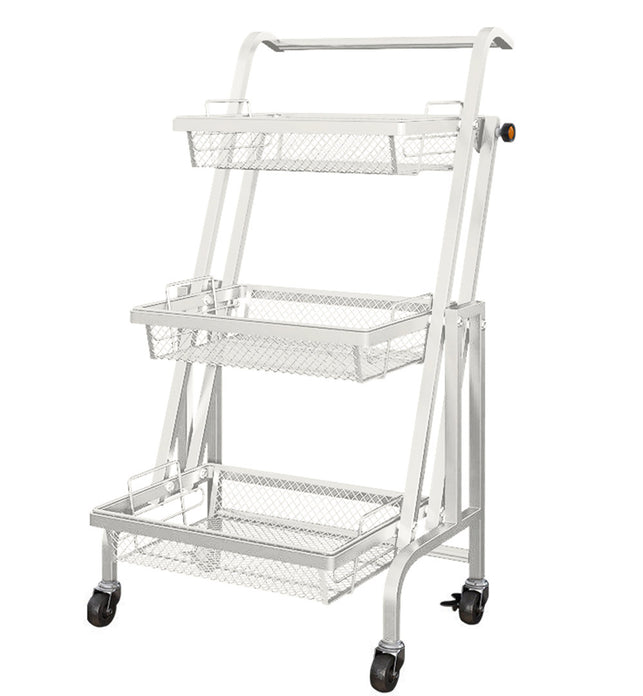 3 Tier Steel White Adjustable Kitchen Cart