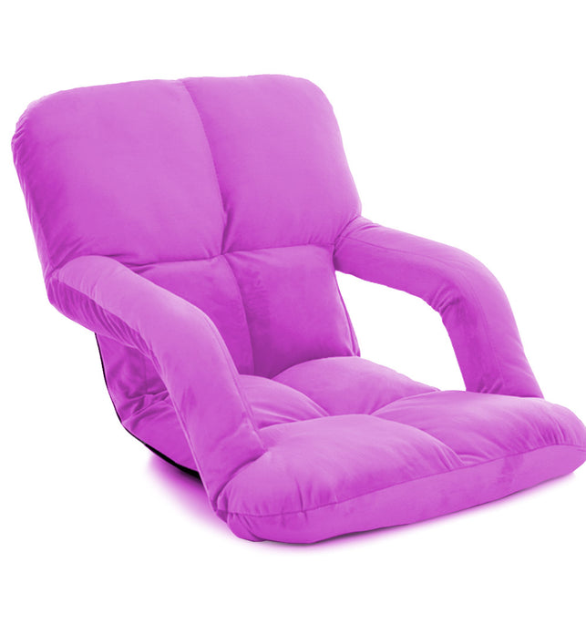 Foldable Floor Recliner Lazy Chair with Armrest Purple
