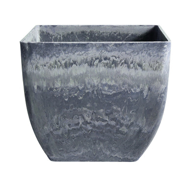 32cm Weathered Grey Square Resin Planter