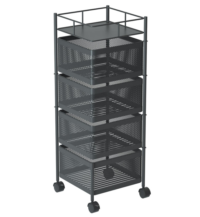 4 Tier Steel Square Rotating Kitchen Cart